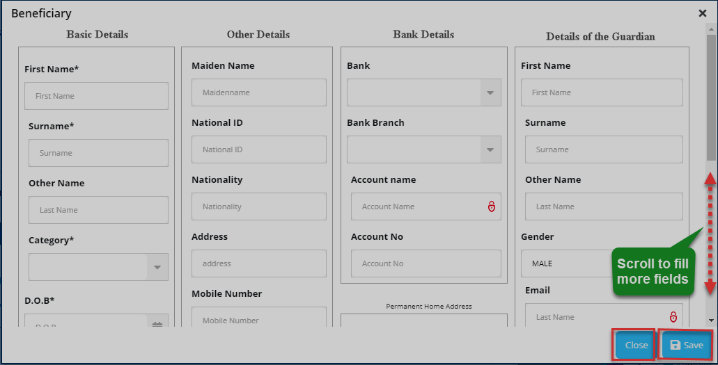 Portal landing page