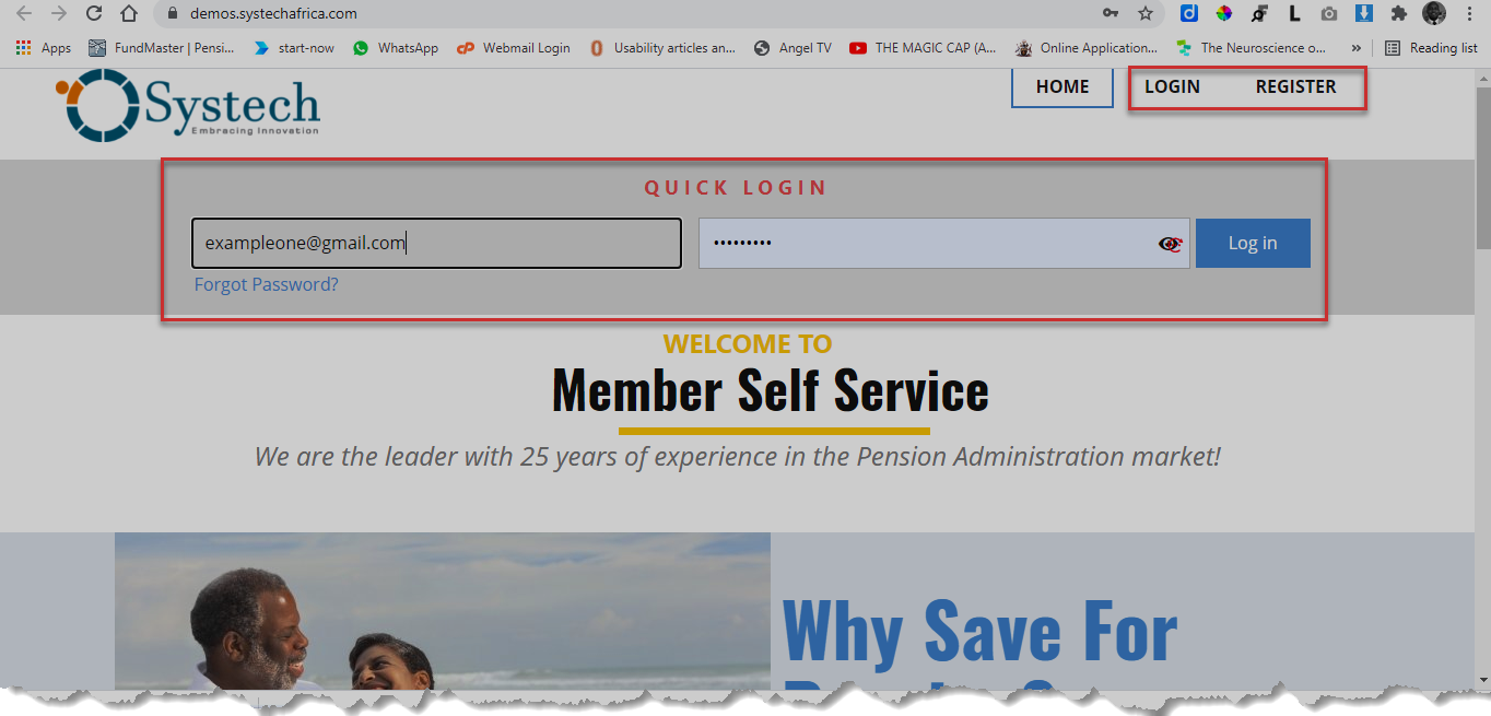 Portal landing page