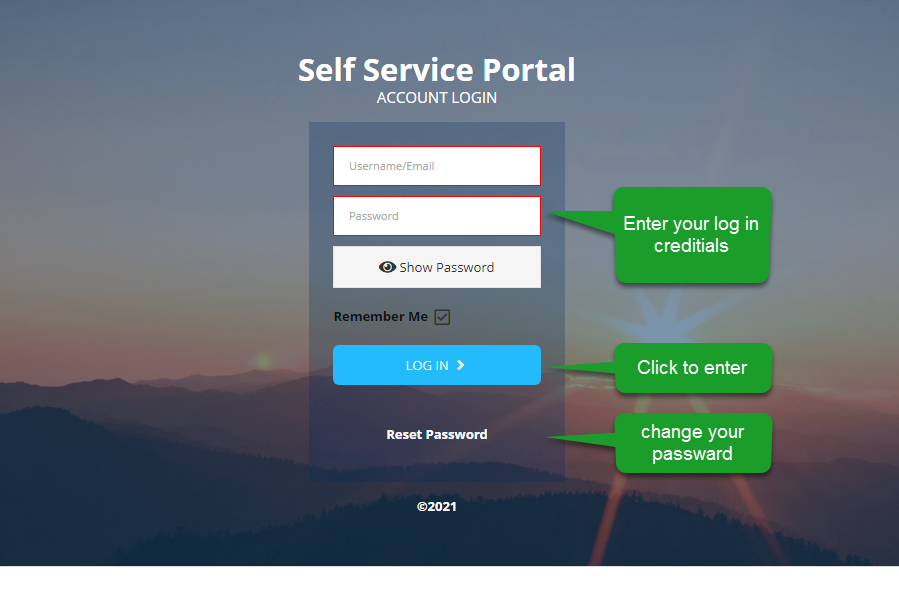 Portal landing page