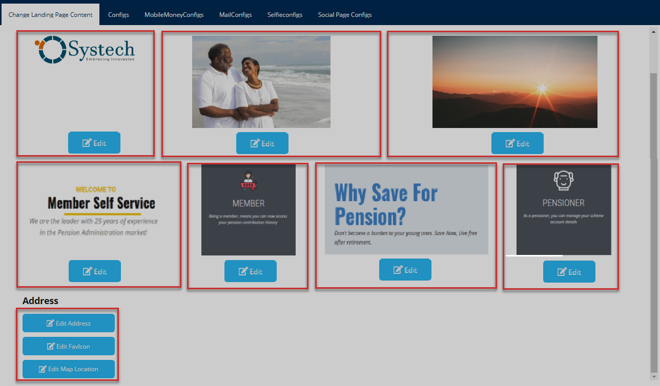 Portal landing page